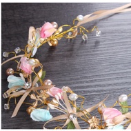 Women Crown Pink Blue Bridal Hair Piece Accessories Fairytale Mystical Enchanted Dazzling Hair Band
