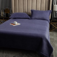 Double-Sided Milk Fleece Bed Cover Single-Piece Solid Color Thickened Blanket Warm Quilted Blanket T