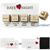 Valentines Day Wooden Date Night Dice Set Novelty Date Night Dice Food Decision Dice with Storage Ba