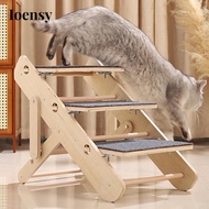 Ioensy Foldable Wood Pet Stair Dog Steps Multipurpose Sturdy Lightweight Cat Ladder