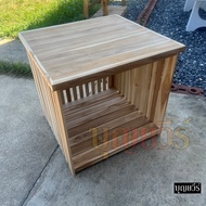 📌BV📌 โต๊ะข้างเตียงไม้สัก ชั้นวางของข้างเตียง ขนาด 50*50*50 ซม. (กว้าง*ลึก*สูง) ไม่ทำสี