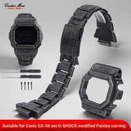 Suitable for Casio Giant G Square GX-56BB/GXW-56 Paisley Engraved Modified Metal Case Strap