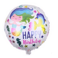 Cute Mermaid Little Princess & 18 Inch Round Balloon for Happy Birthday Party Girls Birthday Baby Sh