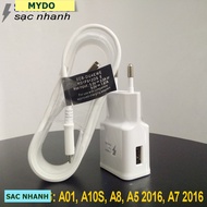 Bộ sạc nhanh cho samsung A01 A10S A8 A5 2016 A7 2016 -dài 15 mét (9v-1.67A)