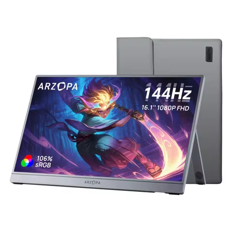 [New] ARZOPA 16.1'' 144Hz Portable Monitor,106% sRGB,1080P,with storage Bag,External Second Screen,Z