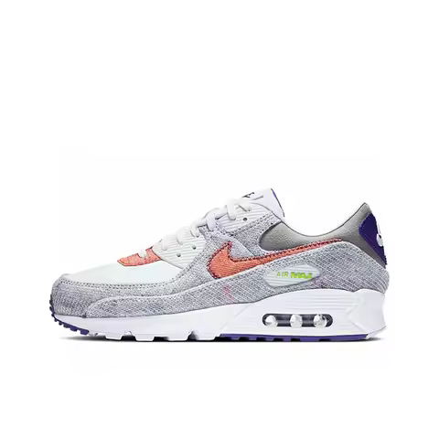 Nike Air Max 90 Running Shoes Unisex Low Top Gray White Purple CT1684-100