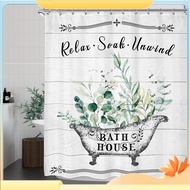 Vintage Floral Bathroom Shower Curtain Leaf Lavender Bathroom Potting Waterproof Polyester Bathroom Decoration Curtain Shower