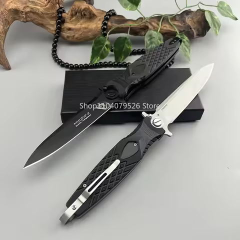 HOKC Rocket D2 Blade Outdoor Tactical Knife G10 Handle with Pocket Clip EDC Camping Rescue Multi-pur