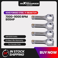 4x High Performance H-Beam Connecting Rods ARP Bolts for Civic d16z6 d16y7 d16y8 for Civic Ferio EJ