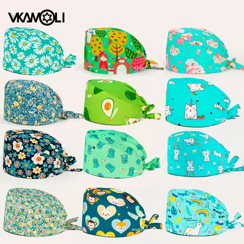 vkamoli Cotton Pet shop lab Beauty work hat scrub cap nurse accessories bouffant scrub hat nurse acc