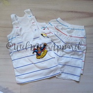 Terno White Stripes with Cartoon Design for Kids, Boys 0-12 months old