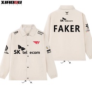 เสื้อแจ็คเก็ตลำลองแขนยาวฤดูใบไม้ผลิและฤดูร้อนสำหรับทีม T1 2023 เสื้อผ้า LCK ของ FAKER แจ็คเก็ตลำลองท