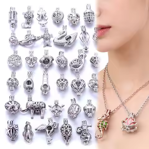 10PCS/Lot white Pearl Cage Locket Necklaces Aroma Diffuser Necklace Pendant Necklace Perfume Essenti