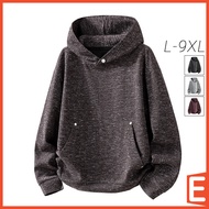 [L-9XL] Plus Size Hoodie Men Women Korean Casual Hooded Long Sleeve Black Grey Brown Pullover Sweats
