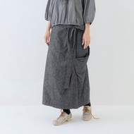 垂墜側邊綁帶牛仔裙