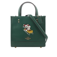 COACH Dempsey Tote 22 迪士尼聯名款米奇米妮滑雪圖案二用托特包(深松樹綠)