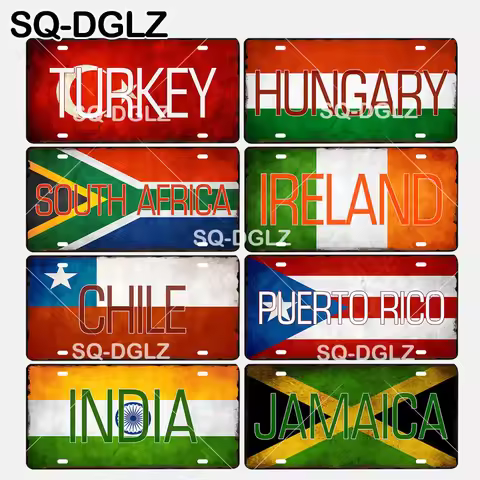 [SQ-DGLZ] Turkey/Hungary/South Africa/Ireland/Chile/Puerto Rico/India/Jamaica National Flag Metal Si