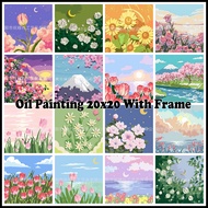 🇲🇾DIY Digital Oil Paint 20x20cm Canvas Painting By Number With Frame Children's gifts 风景卡通儿童数字油画