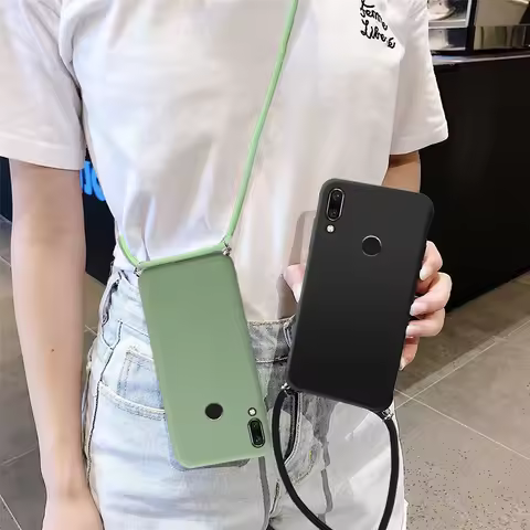Lanyard Silicone Phone Case for huawei P30 P20 P40 lite Necklace Strap Soft Cover For huawei P30 Lit