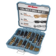 Hi-Spec 130-Piece Set Drill Bit Set Twist Drill Woodworking Flat Drill Bit Cement Drill Bit Electric