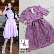 XL-5XL !ส่งฟรี โค้ดลด!เดรสผ้าทอ เดรสงานป้าย Pechaya/Ariya เข็มขัดหนัง เดรสไปงานแต่ง เสื้อลูกไม้งานแต