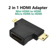 2 in 1 HDMI to Mini/Micro HDMI Adapter Mini and Micro HDMI Male to HDMI Female for Camera Laptop