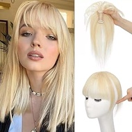 RUNRAYAY - Hair Topper for Women, Real Human Hair, 10 Inches/25.5 cm, 3D Clip in Bangs, Human Hair w