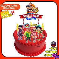 [CUSTOM NAME] Happy Birthday Cake Topper Boboiboy Decoration Set Party Accessories Banner Hiasan Kek