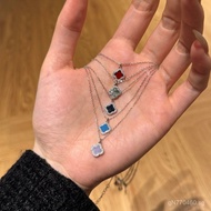 Necklace Four-Leaf Clover Pure Silver Niche Black Onyx Simple Luxury Pendant Hot-Selling White Mothe