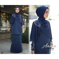 baju kurung moden baju kurung lace bunga baju kurung sakura aaira navy blue
