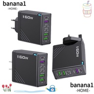 BANA 160W Charger Plug, 6 Ports EU/US/UK Phone Charger Adapter, Fast Charging PD QC3.0 USB A+C Multi