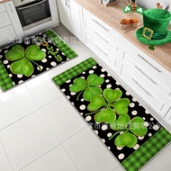 St. Patrick's Day Kitchen Mat Cartoon Irish Four-leaf Clover Foot Mat Floor Mat EYB9