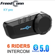 Freedconn KY PRO Bluetooth 5.0 Motorcycle Intercom Helmet Headset 1000M 6 Riders Group Talking FM Ra