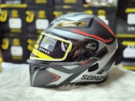 หมวกกันน๊อคเต็มใบ SOMAN SM955S ลายกราฟฟิก ทรงสปอร์ต เปิดคาง