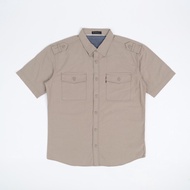 KEMEJA Coop MEN'S SHIRT Design - Devan Men's Short Sleeve Outdoor Shirt - Khaki, M NEWEST JUMBO PREM