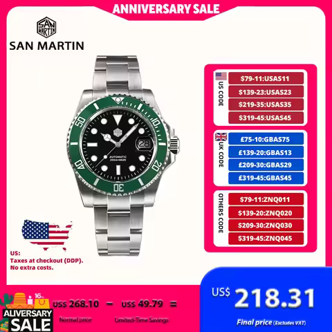 San Martin 40mm Water Ghost PT5000 Automatic Men Diving Watch Business Mechanical Sapphire Waterproo