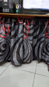gorden kolong dapur bawah meja kompor murah motif renda minimalis (pku - bulat hitam