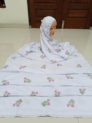 Mukena Dewasa Putih Terusan Bordir Polino Silk Super Warna Hitam Mukenah dewasa Lajuran/Lajur Katun