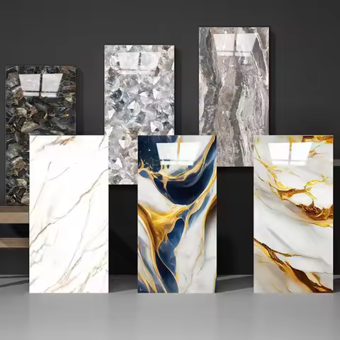 New 30x60cm Wall Stickers PVC Waterproof Marble Tiles Self Adhesive Floor Tile Sticker Kitchen Decor