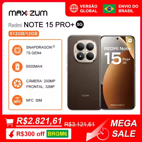 Xiaomi Redmi Note 15 PRO+ 5G, 512GB/12GB RAM, Smartphone, Snapdragon Processor®7s Gen 4, 6500mAh Bat