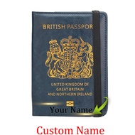 Custom Name Rfid United Kingdom Passport Holder Cover Bit Golden National Emblem British Passport Co