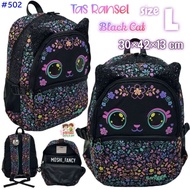 Eclipse Cat Backpack Children's School Bag Cat Backpack Girls' School Backpack Black Cat Pattern Ele