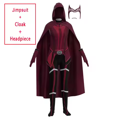Scarlet Cosplay Witch Maximoff Wanda Vision Cosplay Costume Headwear Cloak and Pants Full Set Outfit