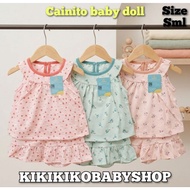 Cainito (( 3pcs )) baby doll cainito ruffle motif full print lace round collar SML 0-24 months cute 