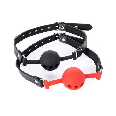 Detachable Ball Gag Black Silicone Mouth Gag 3 Breathing Holes Ball Plug for SM Games Adult Toys