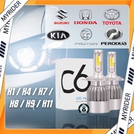 MYRIDER C6 CAR LED HEADLIGHT H4 / H7 / H11 CAR LIGHTS LED BULB MENTOL LED KERETA (1 SET 2 PCS)
