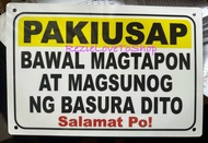 PAKIUSAP BAWAL MAGTAPON AT MAGSUNOG NG BASURA DITO PVC Signage 7.8x11 inches
