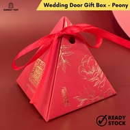 Small Triangle Wedding Door Empty Gift Box Candy Chocolate - Red Peony