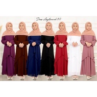 Dress Aisy 8.0 Jubah Kanak-Kanak Perempuan Muslimah Dress Putih Hitam Gaun Princess Chiffon Size 4-12 Baju Raya 2022