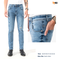 Quần Jean Nam Rách H90 Form Slimfit Chất Bò Co Giãn Tốt Bền Màu Dáng Ống Côn Trẻ Trung Mài Rách Tự N